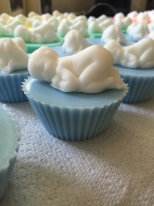 Close up blue baby cupcake
